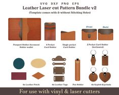 leather laser cut pattern bundle v2 for use with vinyl and laser cutters