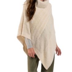 Nwt Anthropologie Poncho. One Size Fits Most. Super Soft. The Color Is Ivory. Material Is 90% Acrylic 10% Polyester Please See Photos For More Details:) White Cozy Winter Poncho, White Poncho For Layering, Cream Cozy Poncho, Cozy Cream Poncho, Cozy White Poncho For Fall, Chic White Fall Poncho, Chic White Poncho For Fall, Cozy Oversized White Poncho, Chic White Poncho For Winter