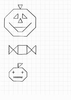 an image of three different faces drawn on graph paper, each with one face in the middle