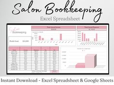 salon bookkeepering excel spreadsheet and google sheets