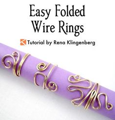 an easy folded wire ring is shown on top of a purple piece of cloth