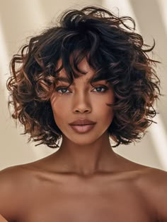 Short curly bob hairstyles are a fantastic choice for black women, offering a stylish and manageable option that works well with natural hair textures. This look is perfect for any occasion, from casual outings to formal events. It’s particularly flattering for women with oval or heart-shaped faces, as the curls can help highlight your facial features. Whether you’re attending a wedding or just enjoying a day out, this hairstyle is both practical and chic. Natural Hair Textures, Short Curly Bob Hairstyles, To Braids, Black Curls, Texture Medium, Messy Curls, Hair To One Side, Short Bobs, Mother Of The Bride Hair