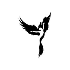 a black and white silhouette of a bird flying