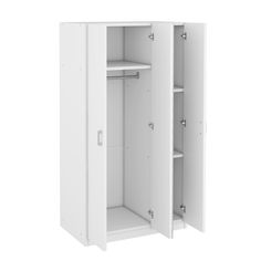 a white cabinet with two shelves and one door open on an isolated background for display