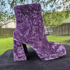 Elevate Your Footwear Collection With These Stunning Gianni Bini Purple Velvet Ankle Boots. Perfect For Adding A Touch Of Luxury And Style To Any Outfit. - **Condition:** New With Tags (Nwt) - **Brand:** Gianni Bini - **Style:** Ankle Boots - **Material:** Velvet - **Color:** Purple These Ankle Boots Feature A Rich Purple Velvet Finish, Offering A Sophisticated And Elegant Look. The Versatile Design Makes Them Perfect For Both Casual And Formal Occasions, Ensuring You Step Out In Style No Matter Winter Party Platform Booties, Purple Round Toe Platform Boots For Winter, Purple Closed Toe Boots For Fall, Purple Platform Boots For Fall, Platform Booties For Fall Party, Fall Purple Closed Toe Boots, Purple Pointed Toe Heeled Boots For Winter, Purple Heeled Boots For Winter Party, Fitted Ankle-high Purple Boots