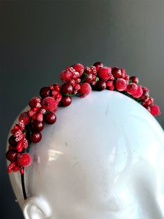 This holly berry headband is the perfect accessory for a Christmas party outfit! C U S T O M I Z A T I O N Get in touch for custom orders! S I Z E  Adult size but can also fit children. S H I P P I N G -  Processed same day or within 24 hours.  1-2 day guaranteed delivery, add item to cart, click shipping tab for rates.  Pls leave a check out note with your need date & contact number  Msg for delivery time frames (Include your state/country) C O N T A C T  Text: 1-516-654-4643 Email: Lanai.ink6 Whimsical Red Headband Style Headpiece, Red Whimsical Headband Style Headpiece, Holiday Headband Gift, Whimsical Christmas Party Headband, Christmas Gift Hair Accessories With Matching Headband, Christmas Festive Headband Headpiece, Festive Red Headband, Festive Christmas Headband, Whimsical Adjustable Christmas Headpieces