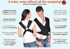 an ad for baby slings with instructions on how to use the strap and attachment