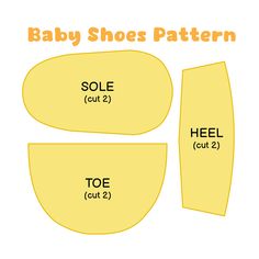 baby shoes pattern for sole part 2 and heel part 2, with the names cut out