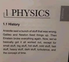 an article about physics is shown in this image