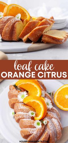 an orange cake with icing and sliced oranges