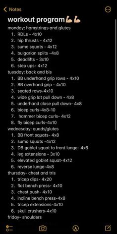 the workout program is displayed in this screenshoto screen shot, with text below it