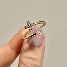 Metal: Stainless Steel (18K Gold Plating) Stone: AAA Quality Cubic Zirconia Size: Adjustable Gold Crystal Promise Ring For Valentine's Day, Gold Diamond Ring With Vs Clarity For Proposal, Christian Rings, Heart Ring Gold, Cross Rings, Dainty Gold Ring, God Is Love, Dainty Gold Rings, Jewelry Dainty