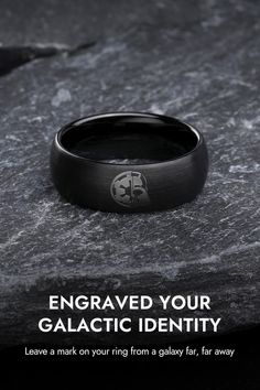 The Force is STRONG with this one! Put an iconic Star Wars spin on your look with this galactic engraved men's ring. #StarWarsFashion #MensJewelry #StarWarsFan #GeekChic Star Wars Fashion, Tungsten Wedding Rings, The Force Is Strong, Textured Top, Ring Crafts, Geek Chic