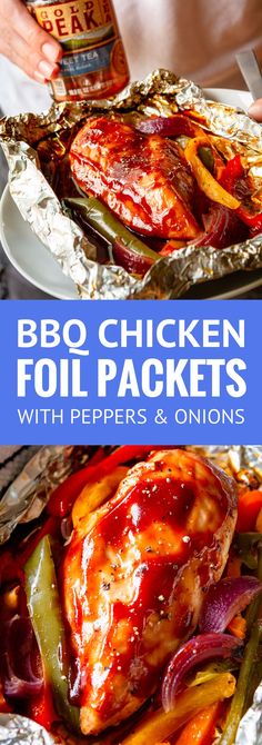 bbq chicken foil packets with peppers and onions