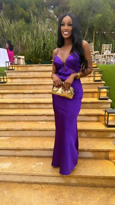 Purple Dress Black Women, Fuschia Wedding, Church Girl, Ig Baddies, Evening Dress Wedding, Black Women Dress, Purple Wedding Dress, Dressy Outfit, 2piece Outfits