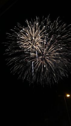 fireworks are lit up in the dark sky