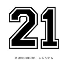 the number twenty two in black and white, with an uppercase letter underneath it