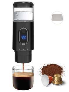 an image of a coffee maker being used to make espresso and ground coffee