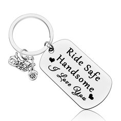 a keychain that says ride safe, handle some love