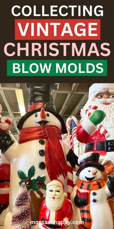 Blow Mold Christmas Display, Vintage Christmas Blow Molds, Vintage Christmas Ideas Decoration, Vintage Outdoor Christmas Decor, Christmas Display Ideas, Christmas Blow Molds, Vintage Christmas Decorations Diy, Vintage Christmas Decorations 1950s, Outdoor Ornaments