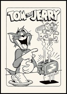 an image of tom and jerry cartoon character eating food with the caption tom and jerry