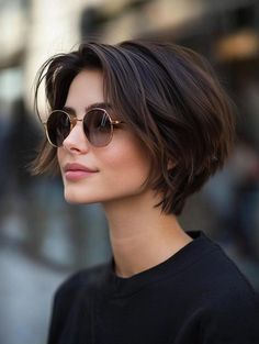 Short Gair Cut, Short Tapered Bob Hairstyles, French Bob Thinning Hair, Types Of Pixie Haircut, Chunky Short Hair, French Bob Haircut Straight Hair, Mom Pixie Haircut, Long Pixie Haircut Straight Hair, Off The Neck Hairstyles