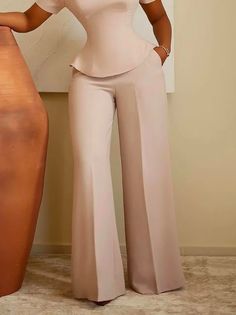 Old Money Straight Leg Textured Pants | stylewe Plus Size Business Casual, Two Piece Outfits Pants, Plus Size Business, Modest Dresses Fashion, 2piece Outfits, Corporate Dress, Chic Dress Classy, Stylish Work Attire, Classy Dress Outfits