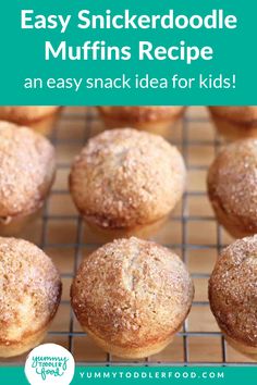 Mini Muffins. With Text Reading: Easy Snickerdoodle Muffins Recipe. Healthy Cinnamon Muffins, Healthy Mini Muffins, Snickerdoodle Muffins Recipe, Snickerdoodle Muffins, Healthy Snacks To Make, Apple Cinnamon Muffins, Cinnamon Muffins, Healthy Muffin Recipes, Snacks To Make