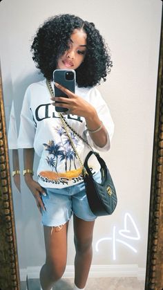 White Tee Shirt82 Easy 30 day return policy Bougie School Outfits, Chill Shorts Outfits Black Women, 6flags Outfit, Bday Outfits For School, Fly Summer Outfits, Women Dickies Outfit, Cute Beach Outfits Black Women, Summer Time Outfits Black Women, Summer Outfits Cruise