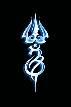 a blue and white tattoo design on a black background with the letter s in it