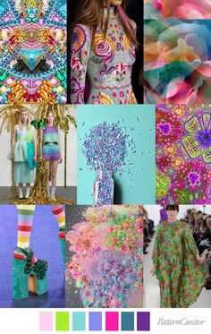 a collage of images with different colors and designs on them, including colorful shoes