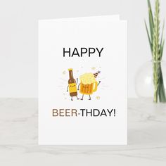 a happy birthday card with two mugs of beer