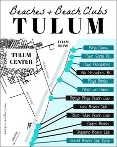 the beach club's map for tulmi center, which is located on top of