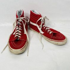 Find many great new & used options and get the best deals for VANS Size Men's 12 Red White Hi Top Skate Board Shoes Sneakers 614992 High Top at the best online prices at eBay! Free shipping for many products! Red Fire Vans, Dude Perfect, Vintage Inspired Outfits, Hi Top, Mens Accessories Fashion, High Top, High Tops, Skateboard, Red White