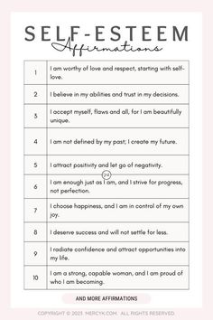 Improve Self Esteem Activities, How To Work On Self Esteem, Affirmation For Low Self Esteem, Confident Affirmations Self Esteem, Positive Self Esteem Affirmations, How To Boost Your Self Esteem, Building Self Esteem Positive Affirmations, How To Raise Your Self Esteem, Ways To Boost Self Esteem