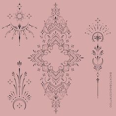 four different designs on a pink background