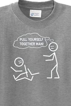 Pull Yourself Together Man Funny Stick Figure by DecalForYourWall, $12.99 Funny Stick Figures Drawing, Stickman Jokes, Funny Stick Figures Black, I Got Your Back Stick Figures, Stick Figure Going Crazy, Stick Figure Tattoo, Fall Shirt Ideas, Feral Stick Figure Memes, Stick Figure Memes Hilarious