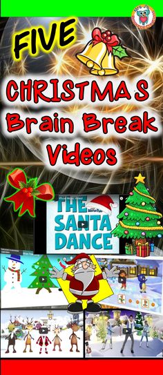 christmas brain break videos with santa dance and other holiday themed activities for children to play