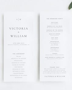 two white wedding programs on top of each other