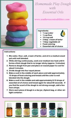 an advertisement for homemade play dough with essential oils