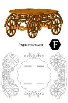 an old fashioned wooden cart with wheels and spokes, cut out from the paper