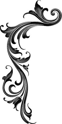 a black and white drawing of a swirly design on a white background by person