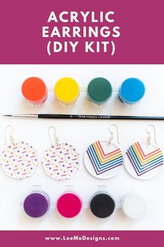 Acrylic Earrings - Clear Acrylic DIY Paint Earrings - LeeMo Designs in Bend Oregon Acrylic Earrings Diy, Jewelry Kit, Diy Craft Kit, Earring Kit, Earrings Diy, Jewelry Kits, Laser Cut Acrylic, Diy Craft Kits, Tic Tac Toe