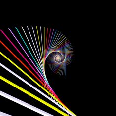 an abstract image with multicolored lines in the dark