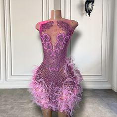 Women Birthday Party, Woman Birthday Party, Cut Clothes, Cocktail Gowns, Luxury Diamonds, Long Midi Dress, Pink Feathers, Women Birthday, Short Prom