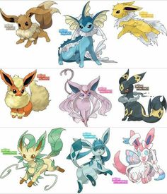 several different types of pokemons are shown in this image