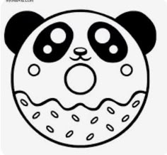 a black and white drawing of a panda face