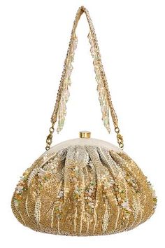 Shop for Lovetobag Nora Soft Pouch With Handle Online at Aza Fashions Embroidered Pouch, Japanese Beads, Shoulder Sling, Iridescent Crystal, Luxury Sale, Gold Handles, Bugle Beads, Pernia Pop Up Shop, Cultured Pearls