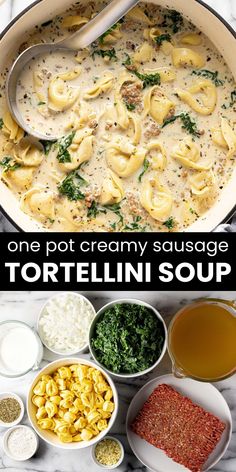 one pot creamy sausage tortelli soup is an easy and delicious dinner