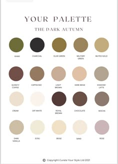 Fall Fashion Color Palette, Color Palette Deep Autumn, Dark Autumn Colour Palette, Dark Autumn Outfits Color Palettes, Soft Autumn Black, Fall Color Palette Clothes, Deep Autumn Aesthetic, Deep Autumn Neutrals, Dark Autumn Color Palette Outfit